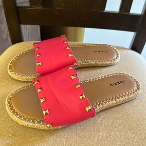 Torrid Women’s Studded Espadrille Flats Sandals Pink Gold Size 9WW Wide